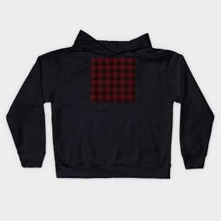 Checker Tartan Red and Black Kids Hoodie